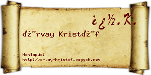 Árvay Kristóf névjegykártya