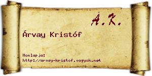 Árvay Kristóf névjegykártya