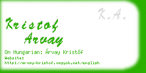 kristof arvay business card