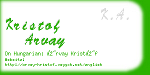 kristof arvay business card